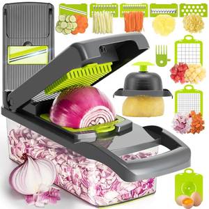lot 2210 image: Badelite Multi-Function Vegetable Chopper Onion Micer Chopper 12 in 1 Pro Veggie Slicer Dicer Cutter with Container for Potatoes, Tomatoes, Zucchini, Garlic, Eggs, Cucumbers