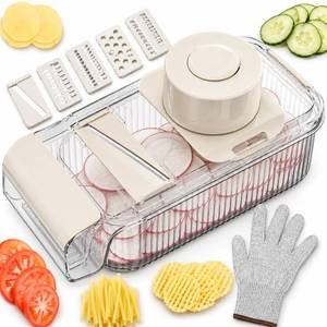 lot 2212 image: Mandoline Slicer, Vegetable Cutter, Container, Glove & Guard, 5-Blade