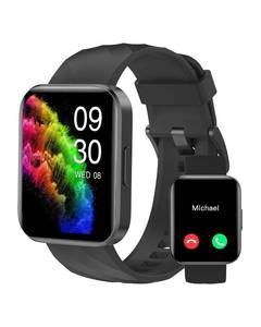 lot 2238 image: RUIMEN Smart Watches for Men Women, Bluetooth Calls, Fitness Tracker Black
