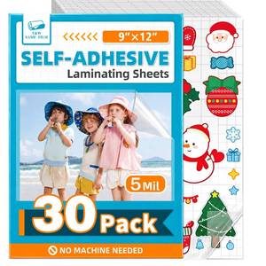 lot 2261 image: Self Adhesive Laminating Sheets 9x12, 30 Pack, No Heat Laminating Sheets