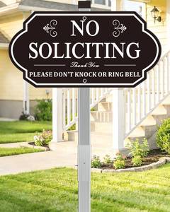 lot 2267 image: i-CowFun No Soliciting Sign for House - All Metal Construction - 14 x 7 Aluminum No Soliciting Yard Sign with 28 Stake - for Home and Front Door