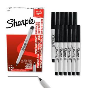 lot 2274 image: Sharpie Permanent Markers, Ultra Fine Tip, Black, 12 Count - Quick Drying, Fade Resistant