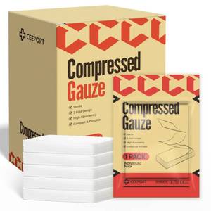 lot 2285 image: Ceeport Sterile Compressed Gauze with Z-Folded, 6 Individual Pack, 6-Ply