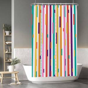lot 2289 image: Baocicoo Rainbow Stripes Shower Curtain Orange Pink Violet Green Texture Artistic Shower Curtains for Bathtubs Bathroom Home Decor Waterproof Fabric Polyester with Hooks 48x72 Inches Inches