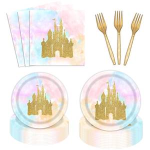 lot 2290 image: Princess Birthday Tableware Party Decorations for Girls, 24 Guests