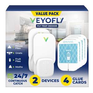 lot 2293 image: VEYOFLY Fruit Fly Traps Indoor Plug-in UV, Gnat Trap, 2 Device  4 Refills