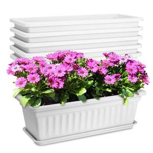 lot 5356 image: Window Box Planter, 6 Pcs 17 Flower Rectangle Planter Boxes Outdoor, White