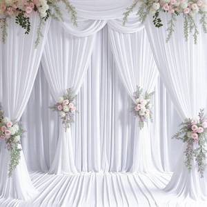 lot 5359 image: 20x20 FT White Backdrop Curtain for Parties Wrinkle Free Photo Backdrop Curtains Polyester Wedding Back Drop Cloth Background for Birthday Photography Portraits Pet Photoshoot Prom Decoration