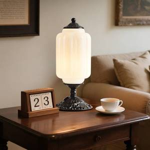 lot 5374 image: Flashine Milk Glass Table Lamp, Touch Control with USB Charging Port Vintage Bedside Desk Lamp Stepless Dimming for Bedroom Living Room Nightstand Led Bulbs Included ��White��
