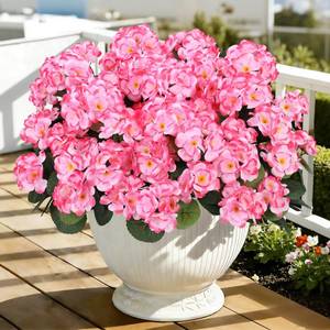 lot 5377 image: Ouddy Decor 12 Pcs Artificial Geranium Silk Flowers for Outdoors, Pink