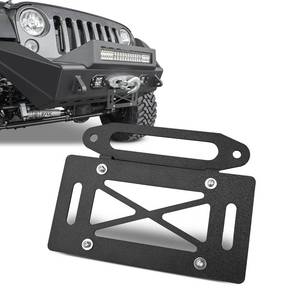 lot 5379 image: PRYNTO Hawse Fairlead License Plate Mount, 10 Inch Winch Mounting Bracket, Black Aluminum