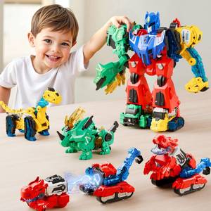 lot 5386 image: iPlay, iLearn Kids Dinosaur Transform Robot Toy Magnetic Transforming Truck