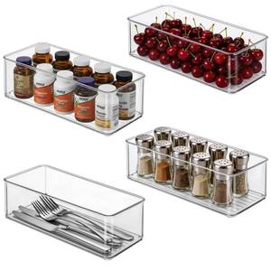 lot 5387 image: Hudgan 4 Clear Pantry Organizer Bins for Kitchen Drawer, Refrigerator