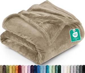 lot 5395 image: Utopia Bedding Ultra Soft Fleece Bed Blanket Throw Size Camel (50x60 Inch)
