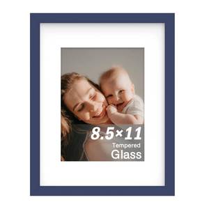 lot 5408 image: An&He 8.5x11 Picture Frame, Wooden Frame with Tempered Glass for Home or Office Display �� Dark Blue