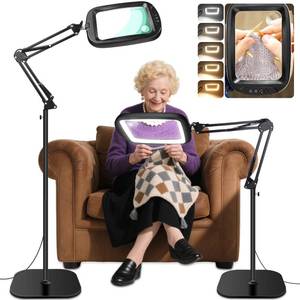 lot 5409 image: 30X 10X Extra Large Floor Magnifying Glass with Light and Stand