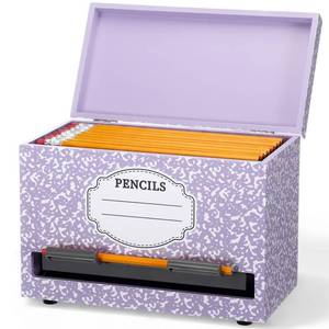 lot 5418 image: Yalikop 1 Pc Wooden Pencil Dispenser, Notebook, Purple