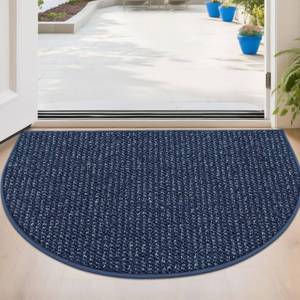 lot 5422 image: BEQHAUSE Dirt Trapper Door Mat 24 x 36 Half Circle Non Slip Rugs, Blue