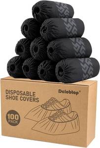 lot 5424 image: Shoe Covers Disposable Non-Slip - Black Boot Covers for Indoors,100Pcs Booties for Shoe Coves Fits Up To 11 US Men and 13 US Women Size,Non-Woven Fabric