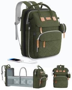 lot 5428 image: ISMGN Diaper Bag Backpack with Changing Station, Baby Bag for Mom, Green