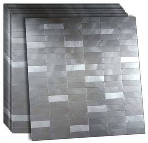 lot 5436 image: XUANINY Peel and Stick Tile Backsplash Self- Adhesive Wall Tiles Aluminum Mosaic Sticker for Kitchen (11.33x11.92 Per Sheet, Pack of 8 pcs) (Frosted GreyFrosted Silver 8)