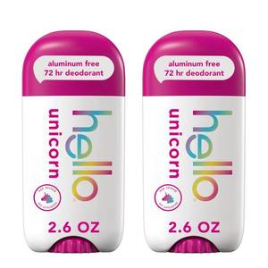 lot 10000 image: hello Unicorn Aluminum Free Deodorant for Women, Girls, Safe for Kids, Dermatologically tested, Natural Fragrance, 2 Pack