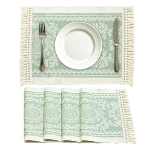 lot 10004 image: UWWGKK Boho Woven Placemats Set of 4, 14x18 Inch Heat Resistant Dinner Mats