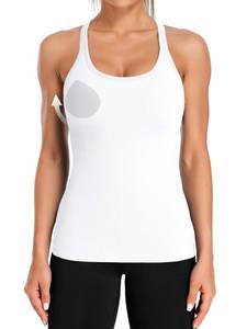 lot 10040 image: ATTRACO Ribflex Womens Workout Tank Tops with Built in Bra White XL