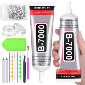 lot 10062 image: B7000 Glue Clear with Precision Tip, 2Pcs 110mL Jewelry Bead Gem Glue, Strong Adhesive Bedazzling Glue with Silver Rhinestones, Dotting Pen Tool for Jewelry Making Fabric Clothes Shoes DIY Crafts