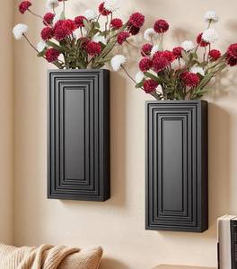 lot 10067 image: FancyPlus Wooden Wall Planter Vase,2 Pack Hanging Planter for Indoor Fake Plants Modern Boho Farmhouse Wall Art Decor for Home Indoor Kitchen Modern Farmhouse Bathroom Living Room Dining Room(Black)