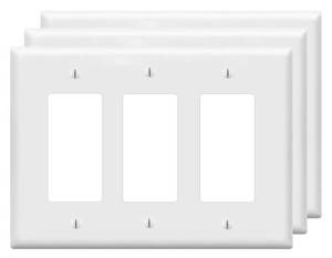 lot 10075 image: ZEFTV Decorator Wall Plates 3-Gang Switch Outlet Electrical Cover Plate Unbreakable Thermoplastic Faceplate for Light Receptacle Outlet Switch, White (3 Pack)