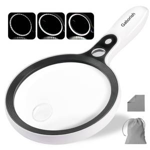 lot 10102 image: Large Magnifying Glass with 37 LED Light, 10X 20X 45X Handheld Illuminated