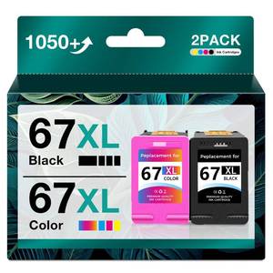 lot 10107 image: 67 Ink Cartridges Black Color Combo Pack - Deskjet 4100 2700 Ink Cartridges (1 Black, 1 Tri-Color, 2 Pack)