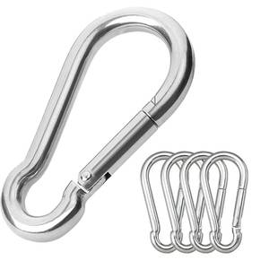 lot 10142 image: 5PCS 3.15 Stainless Steel Carabiner Clip, 600-lb WLL Snap Hook for Gym.