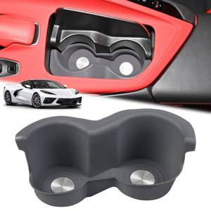 lot 10146 image: Cup Holder Coaster Inserts, Anti-Slip Silicone Center Console Front Cup Holder Drink Holder Organizer Interior Accessories Compatible with for Chevy Corvette C8 Stingray Z51 Z06 E-ray 2020-2025 (Gray)