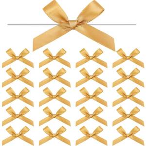 lot 10153 image: Gejoy 100 Pcs 2.6 Solid Gold Mini Twist Tie Bows Pretied Satin Bows