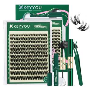 lot 10156 image: KEYYOU Flora Lash Clusters Kit Flaunt D Curl Natural Lashes 132pcs Lash Extension Kit 8-18mix Lash Clusters Fluffy Lashes with Ultra-Thin Soft Band with Remover Waterproof Bond and Seal(F01 Kit)