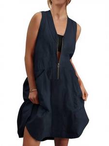 lot 10160 image: Fisoew Womens Sleeveless Tank Half Zip V Neck Mesh Back Mini Dresses (size M)