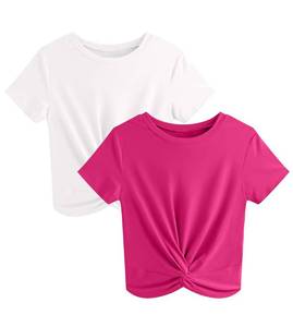 lot 10177 image: JINKESI Womens 2 Pack Twist Front Crop Tops Short Sleeve T-Shirt (size S)