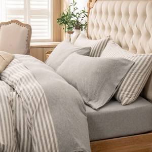 lot 13891 image: PURE ERA Jersey Knit 4pc Bed Sheet Set Queen Heather Grey
