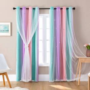 lot 13904 image: XiDi Blackout Curtains Star Design 34W Grommet