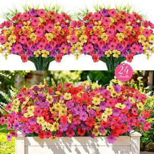 lot 13928 image: AmberFun 24-Piece Artificial Silk Flowers UV Resistant