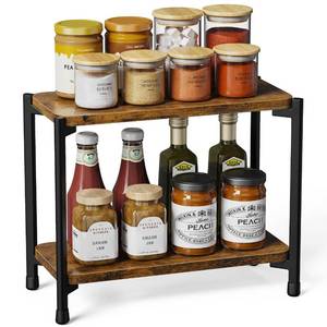 lot 13929 image: Pickpiff 2 Tier Spice Rack Organizer, Wood and Metal