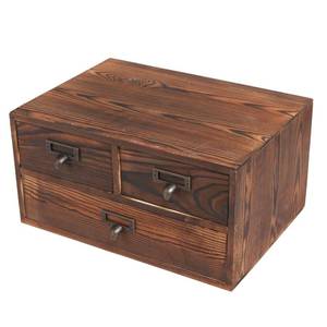 lot 13932 image: MyGift Wooden Desk Organizer with 3 Drawers, Dark Brown