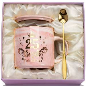 lot 13948 image: YIKILYLIFE 25th Birthday Ceramic Mug 14oz Pink