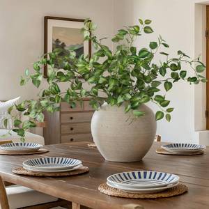 lot 13959 image: HyeFlora Artificial Eucalyptus Leaves Stem 32.7 inch