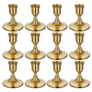 lot 13961 image: Zeochyni Brass Taper Candle Holders 12-Piece Set