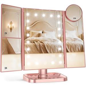 lot 13964 image: HUONUL Trifold Magnifying Vanity Mirror with LED Light