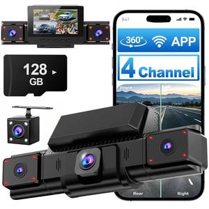 lot 13978 image: DKGEA 4 Channel 360° Dash Cam with WiFi and 128GB Card