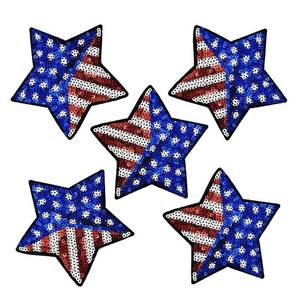 lot 14209 image: Minason Sequin Patriotic Star Patches - 5Pc Pack